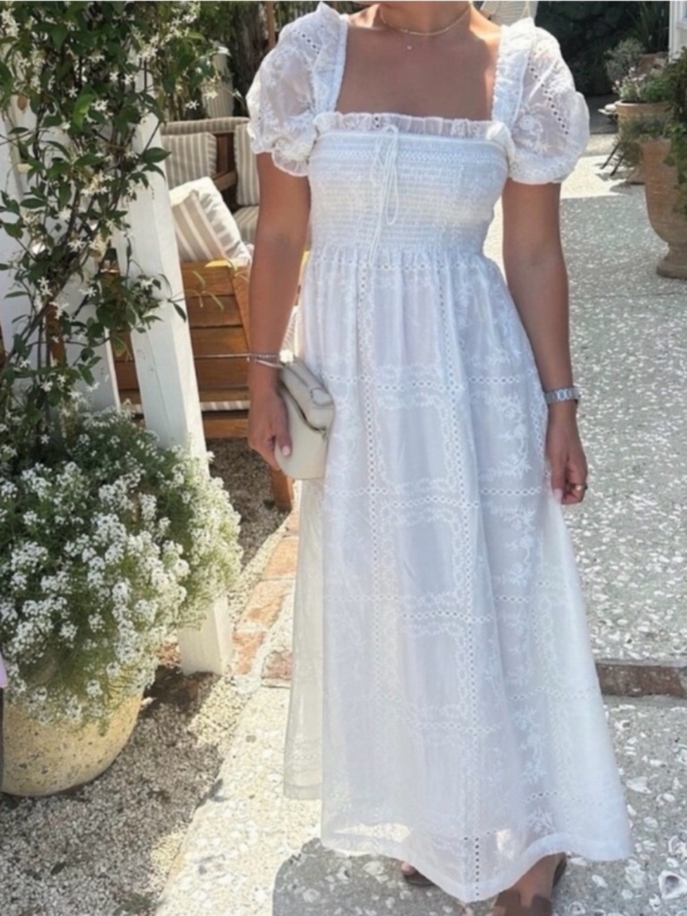 Caroline Constas White Patchwork Organza Dress